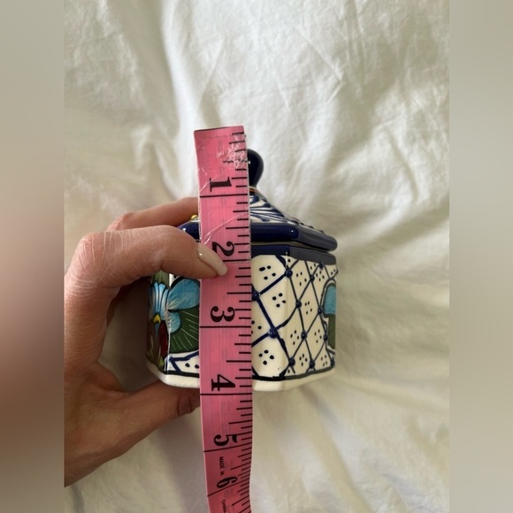 Talavera Mexican Art Pottery Lidded Ceramic Jewelry Trinket Box Alba Mexico - Picture 9 of 11